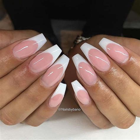 french tip coffin nails